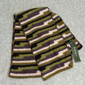Eddie Bauer Unisex Crochet Striped Green Purple Pink Acrylic Scarf New With Tags